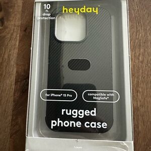 Heyday Black Rugged Phone Case for iPhone 15 Pro